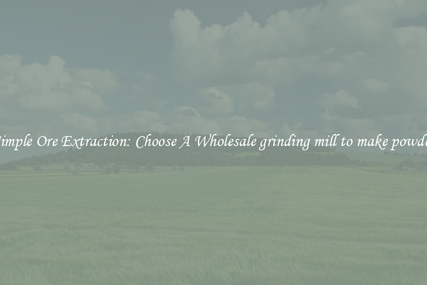 Simple Ore Extraction: Choose A Wholesale grinding mill to make powder